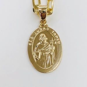 San Judas Tadeo Pendant with Chain Gold Filled